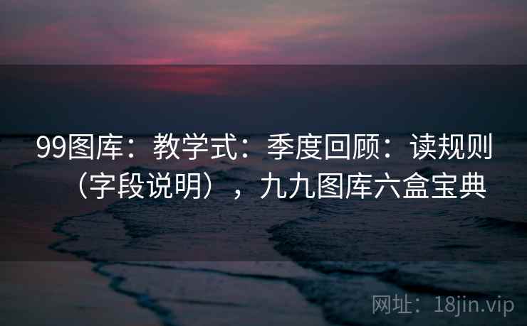 99图库：教学式：季度回顾：读规则（字段说明），九九图库六盒宝典